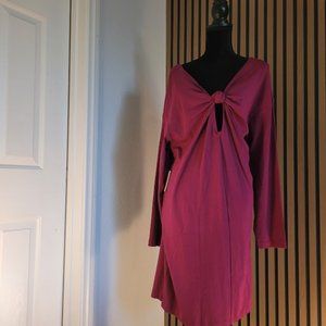 Fuschia ELOQUII Deep V Keyhole Sheath Dress